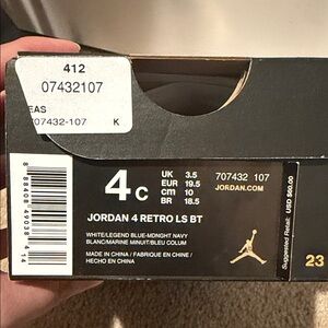 NEW Jordan 4 Retro LS BT in Midnight Navy and White